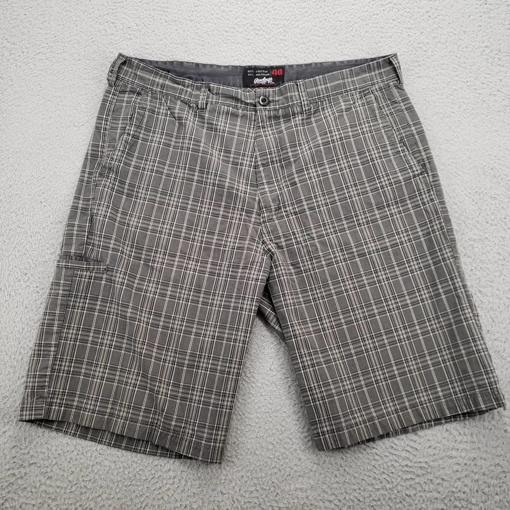 Rawlings Shorts Mens 40x11 Green‎ Plaid Classic Casual skate Outdoor Sports